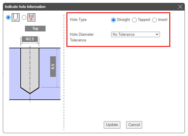 Selecting and Updating Hole Types