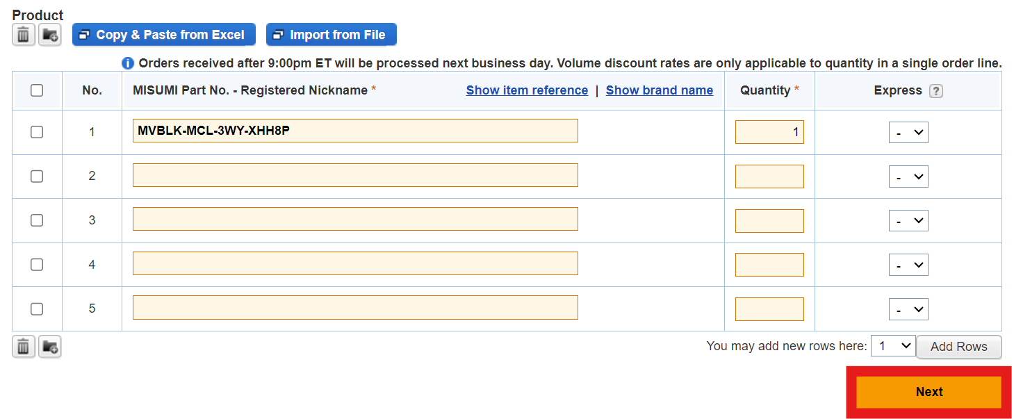 enter shipping information on WOS