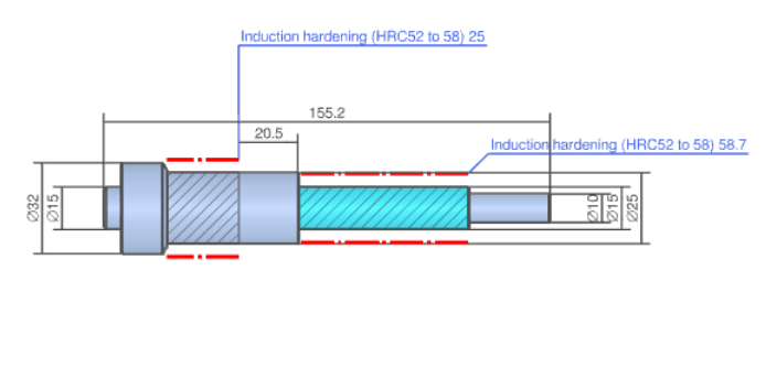 An image of selective hardening on meviy's 3D viewer screen