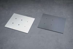 Base plates with clear and black anodizing