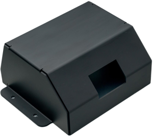 A matte black anodized part: a workholding table