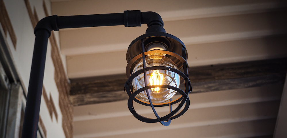 a black oxidised exterior light frame