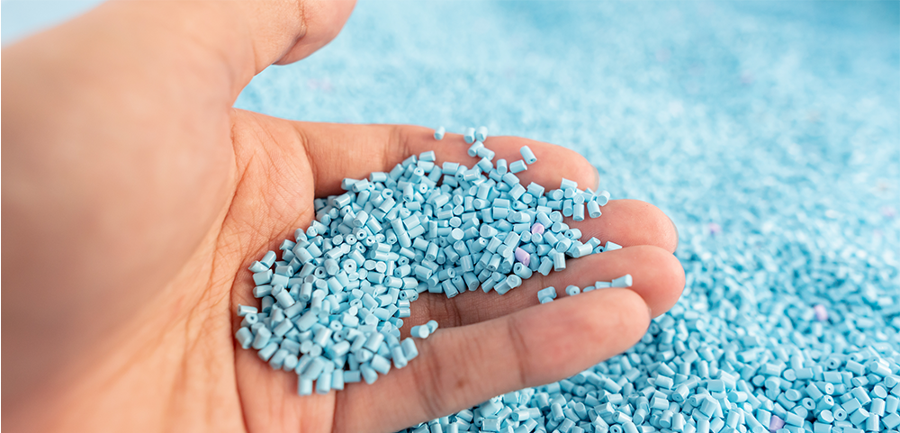  plastic pellets with blue